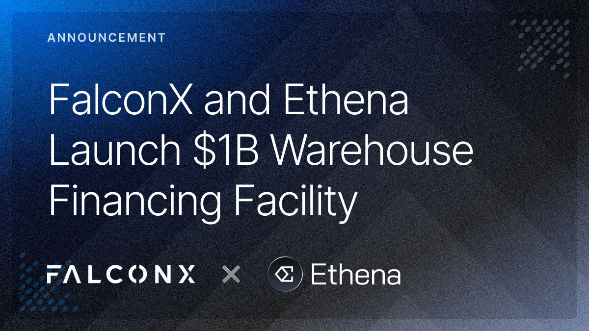 Hero image from FalconX’s Aug 19, 2026 announcement of the $1B warehouse financing facility — useful as the press release visual confirming the partnership and facility size.