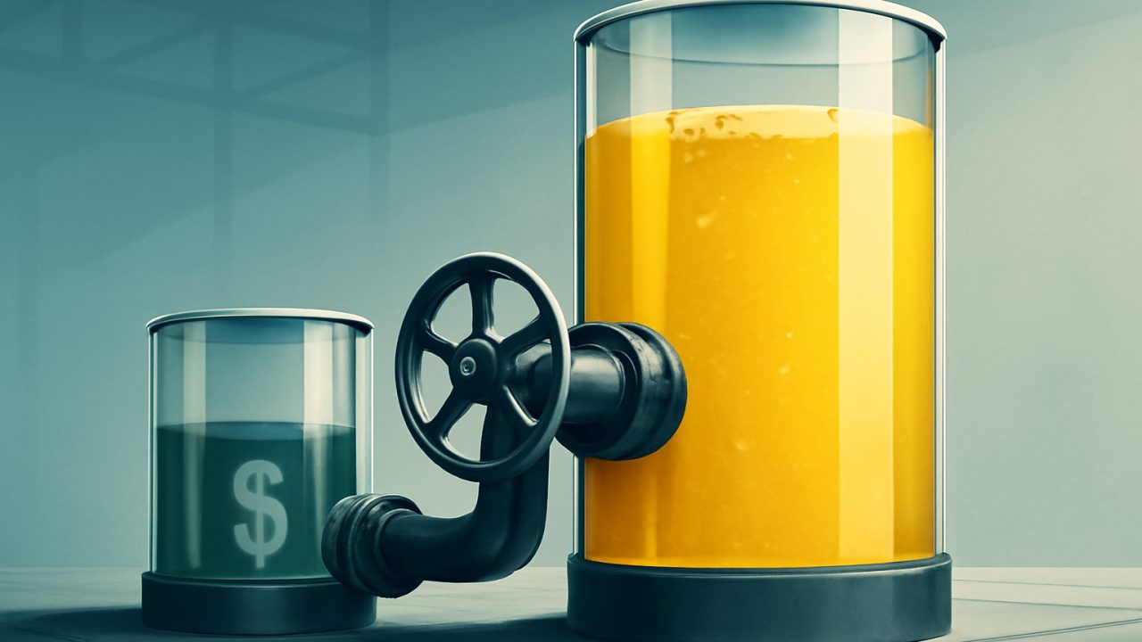 Rising Gold Reservoir vs Draining Dollar Tank