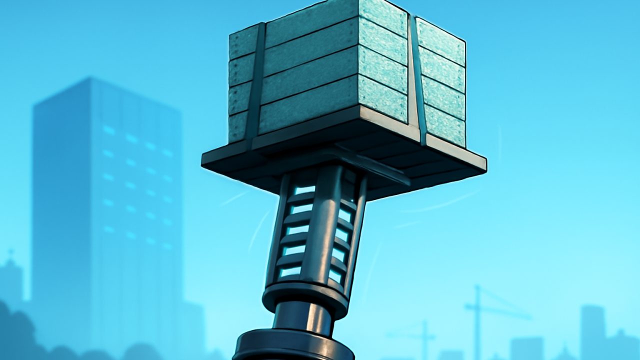 Data centers as a growth engine — piston lift metaphor for building materials