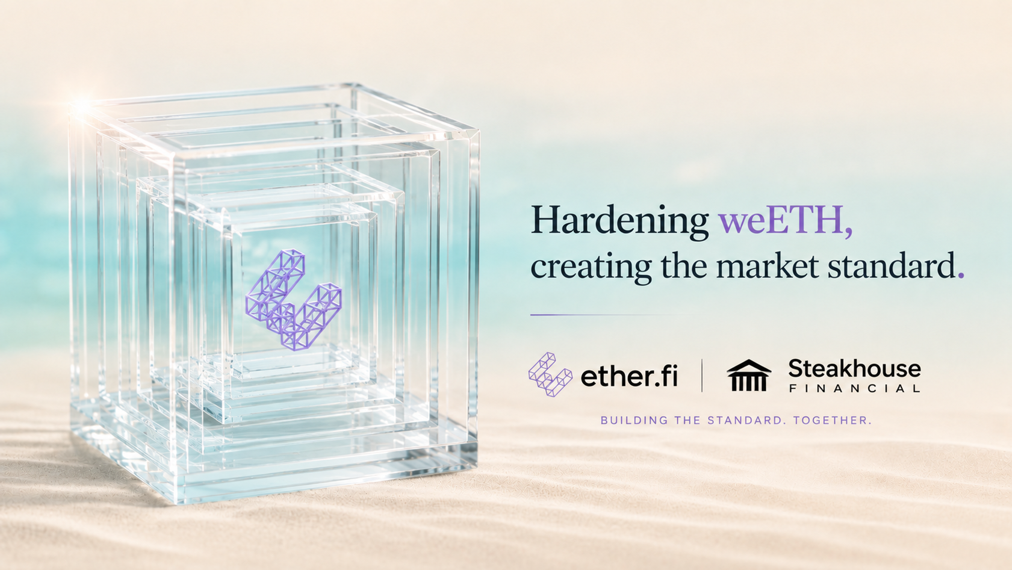 Official ether.fi header image for the Aug 6, 2026 'Hardening weETH' post — the protocol banner that accompanies the announcement of governance and contract hardening that enabled weETH to be treated as prime collateral (86% LTV).